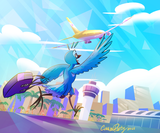 My avatar rushing toward the airport